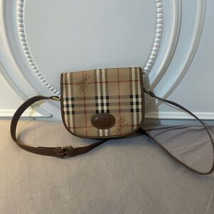 Burberry Plaid Crossbody Bag in Beige and Brown
